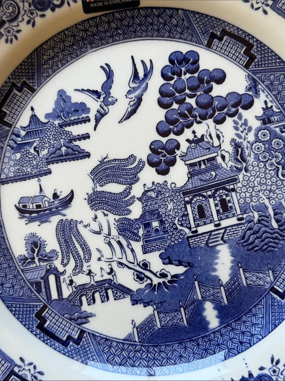 NWT Queen's Churchill 5 ASIAN BLUE WILLOW SALAD DESSERT PLATES England NEW 8